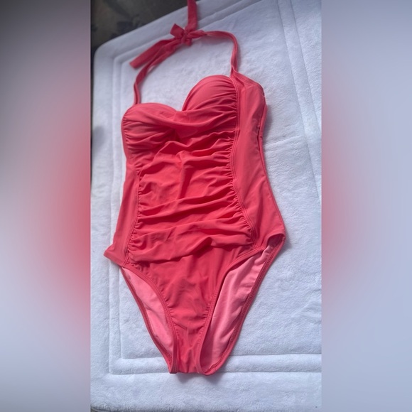 La blanca Vibrant Coral One-Piece Swimsuit beach resort vacation summer size 8 - Picture 14 of 16